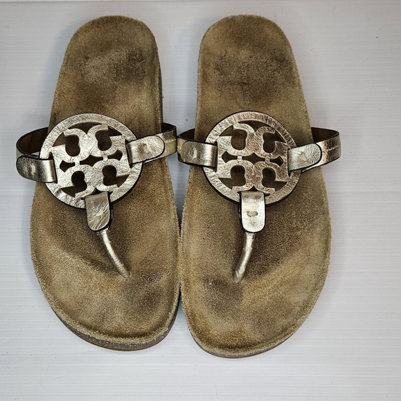 Tory Burch Miller Cloud Gold Metallic Sandals size 8 - Picture 2 of 8